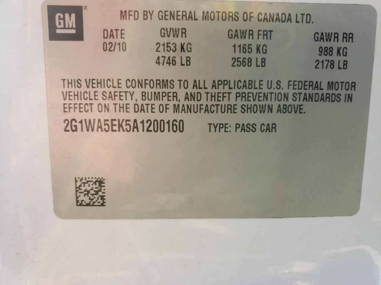 Photo 10 from auction – 2010 CHEVROLET IMPALA LS with VIN 2G1WA5EK5A1200160