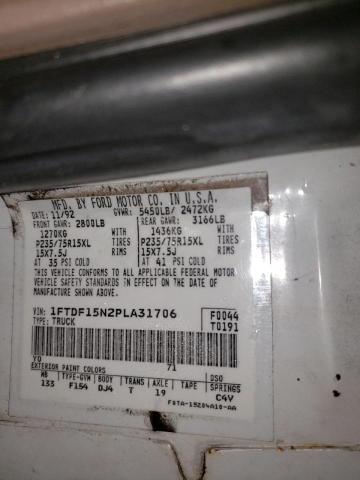 Photo 10 from auction – 1993 FORD F150 with VIN 1FTDF15N2PLA31706