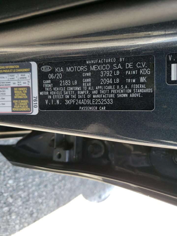 Photo 10 from auction – 2020 KIA FORTE FE with VIN 3KPF24AD9LE252533