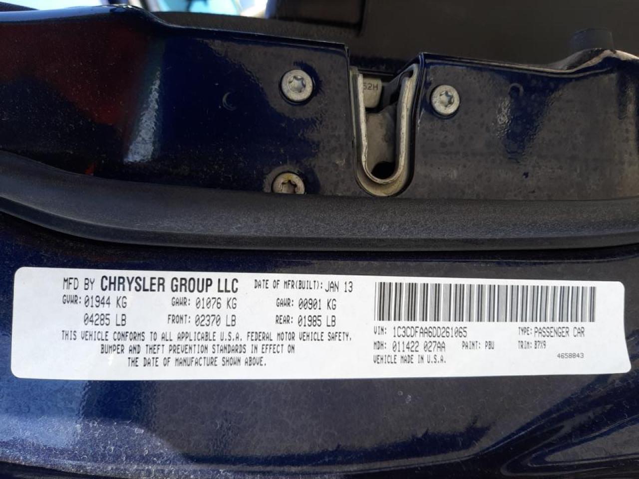 Photo 10 from auction – 2013 DODGE DART SE with VIN 1C3CDFAA6DD261065