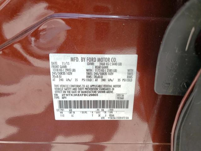 Photo 10 from auction – 2015 FORD EDGE TITAN with VIN 2FMTK3K8XFBC29865
