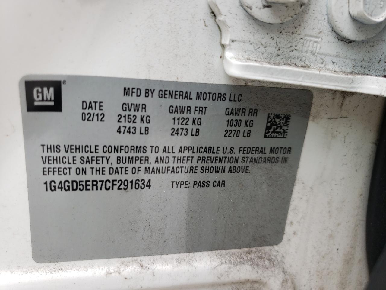 Photo 10 from auction – 2012 BUICK LACROSSE P with VIN 1G4GD5ER7CF291634