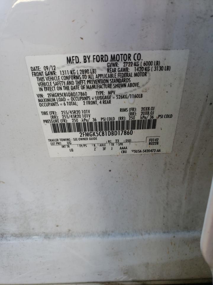 Photo 10 from auction – 2013 FORD FLEX SEL with VIN 2FMGK5C81DBD17860