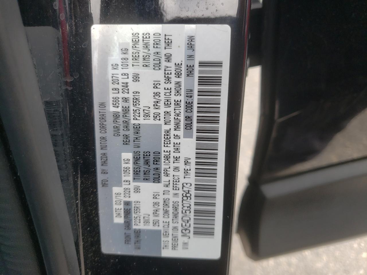 Photo 10 from auction – 2016 MAZDA CX-5 GT with VIN JM3KE4DY5G0796473
