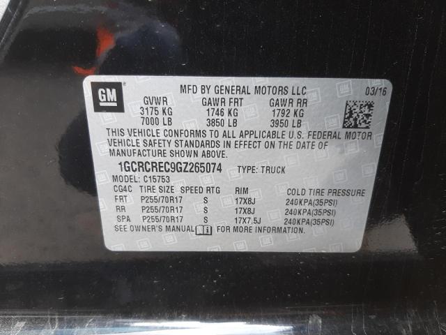 CHEVROLET SILVERADO 2016 with VIN 1GCRCREC9GZ265074 - Photo from auction