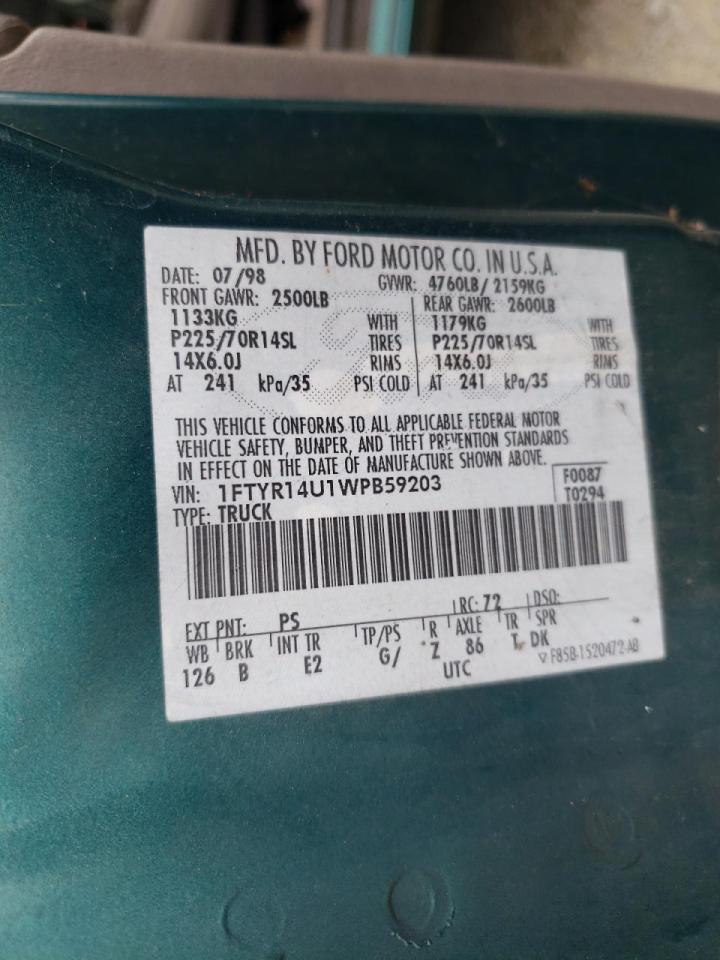 Photo 10 from auction – 1998 FORD RANGER with VIN 1FTYR14U1WPB59203