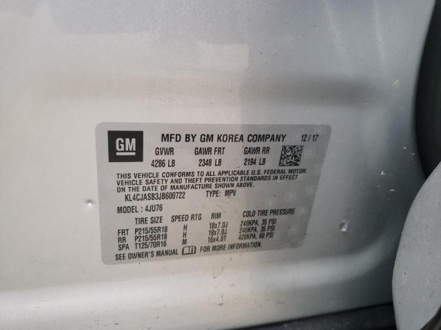Photo 10 from auction – 2018 BUICK ENCORE PRE with VIN KL4CJASB3JB600722