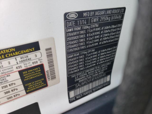 Photo 10 from auction – 2015 LAND ROVER RANGE ROVE with VIN SALWR2VF4FA509545