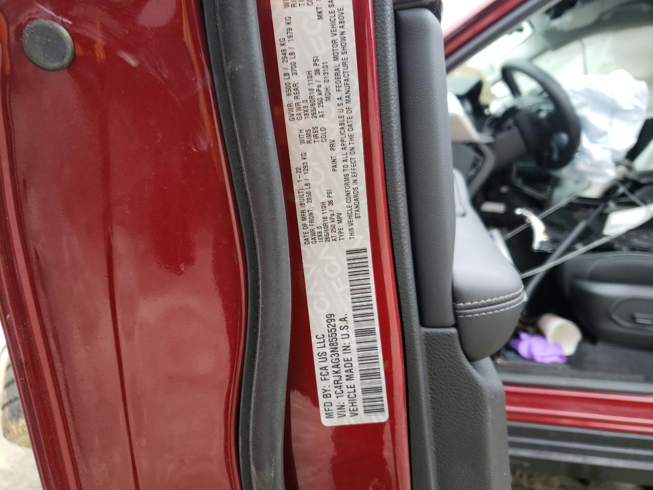 Photo 10 from auction – 2021 JEEP CHEROKEE with VIN 1C4RJKAG3N8555299