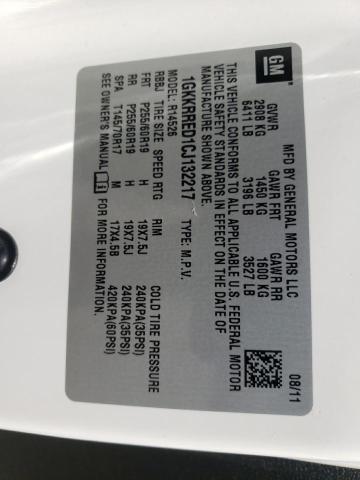 Photo 10 from auction – 2012 GMC ACADIA SLT with VIN 1GKKRRED1CJ132217