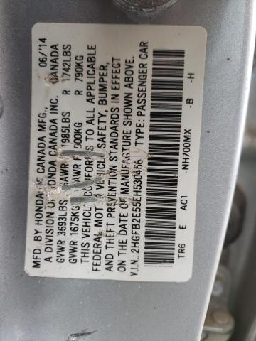 Photo 10 from auction – 2014 HONDA CIVIC LX with VIN 2HGFB2E55EH530456