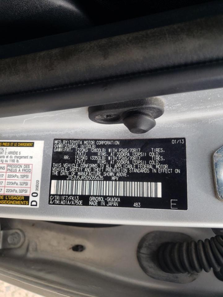 Photo 10 from auction – 2013 TOYOTA 4RUNNER SR with VIN JTEZU5JR5D5055635