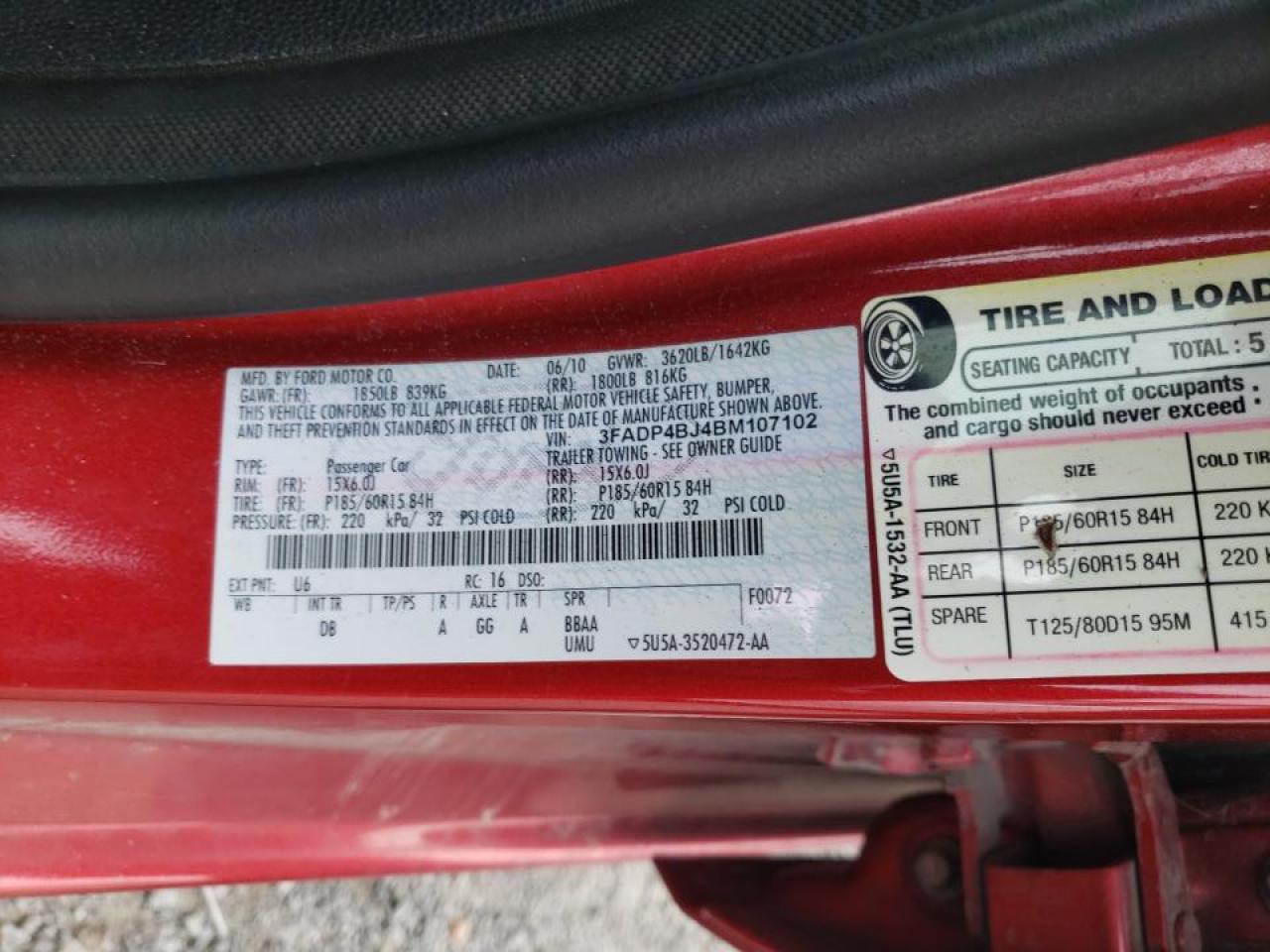 Photo 10 from auction – 2011 FORD FIESTA SE with VIN 3FADP4BJ4BM107102
