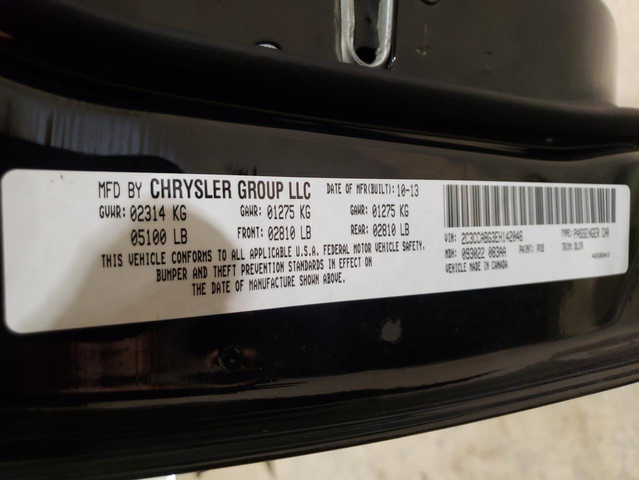Photo 10 from auction – 2014 CHRYSLER 300 S with VIN 2C3CCABG3EH142046