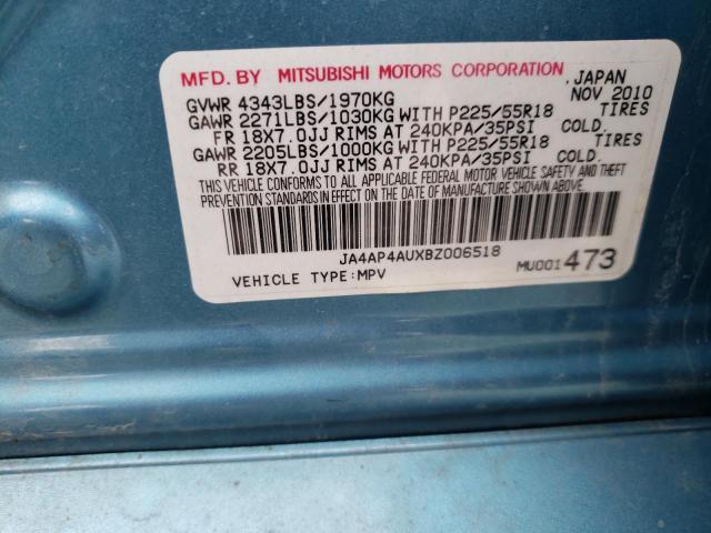 Photo 10 from auction – 2011 MITSUBISHI OUTLANDER with VIN JA4AP4AUXBZ006518