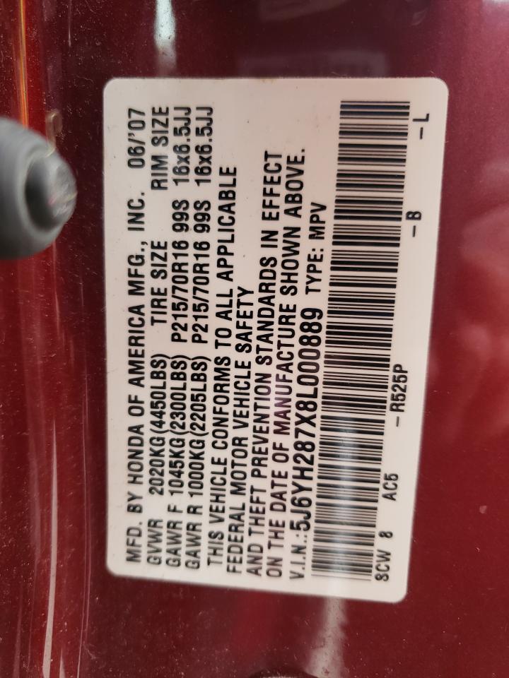 Photo 10 from auction – 2008 HONDA ELEMENT EX with VIN 5J6YH287X8L000889