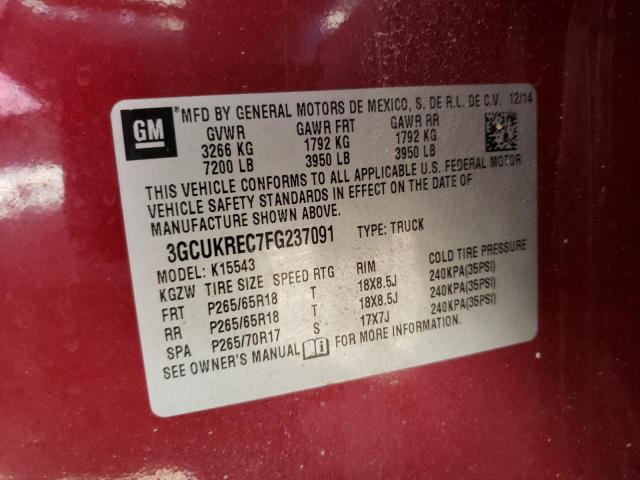 Photo 10 from auction – 2015 CHEVROLET SILVERADO with VIN 3GCUKREC7FG237091