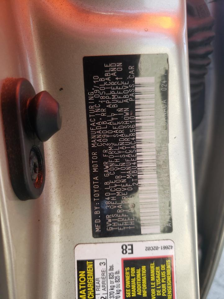 Photo 10 from auction – 2010 TOYOTA COROLLA BA with VIN 2T1BU4EE5AC485610