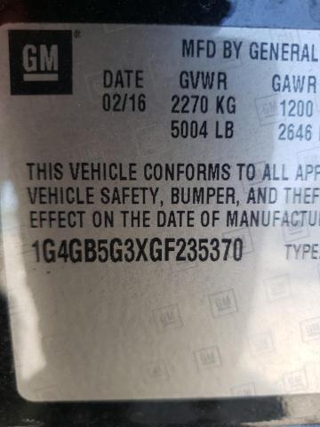Photo 10 from auction – 2016 BUICK LACROSSE with VIN 1G4GB5G3XGF235370