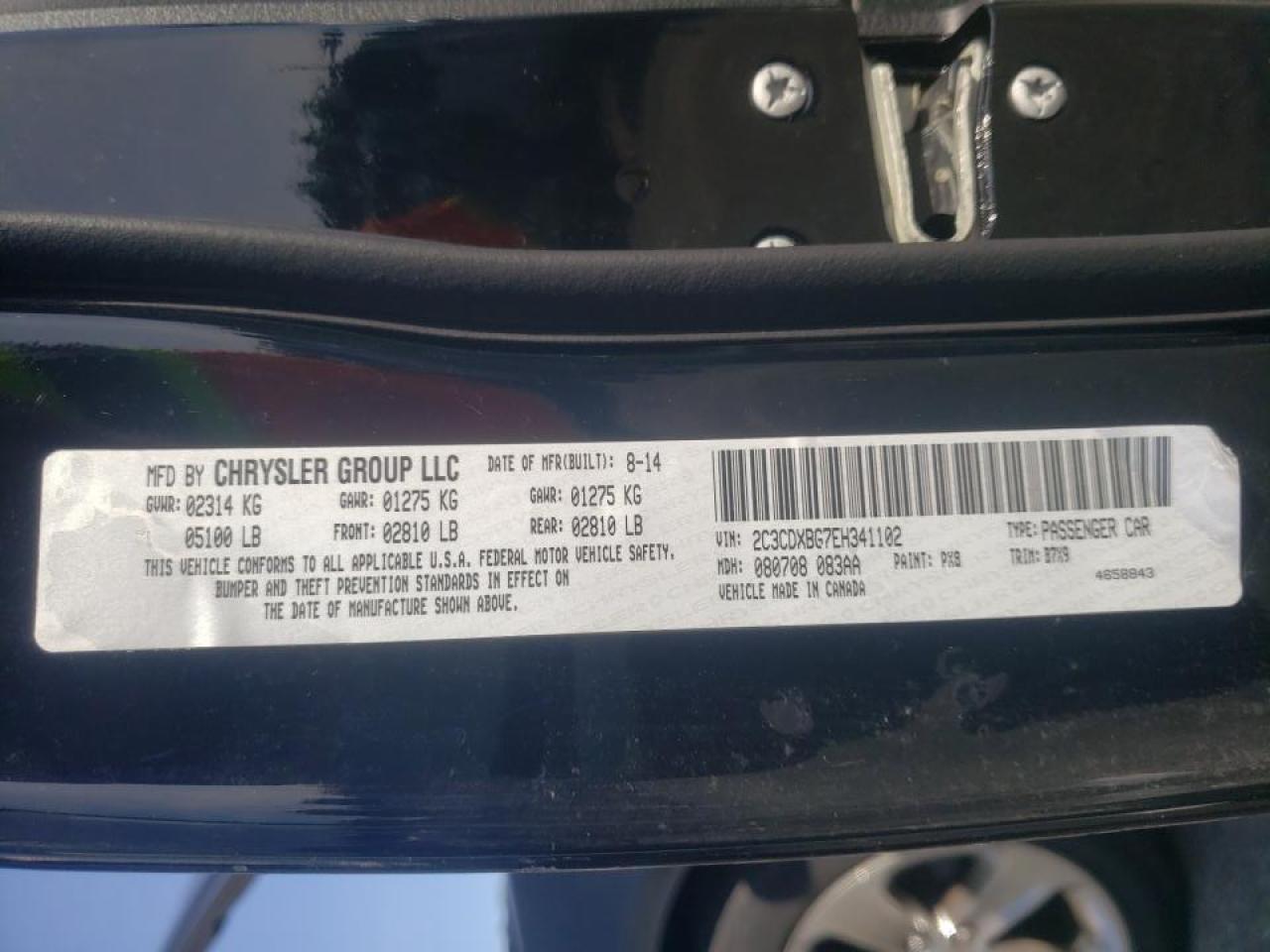 Photo 10 from auction – 2014 DODGE CHARGER SE with VIN 2C3CDXBG7EH341102