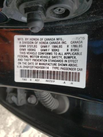 Photo 10 from auction – 2016 HONDA CIVIC EX with VIN 2HGFC2F74GH509114