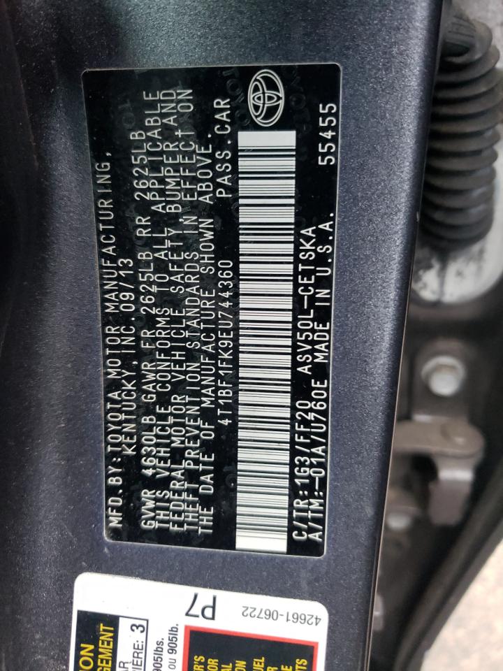 Photo 10 from auction – 2014 TOYOTA CAMRY L with VIN 4T1BF1FK9EU744360
