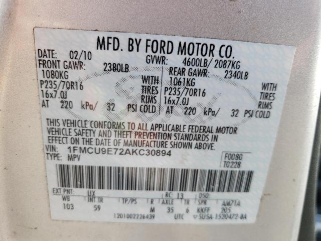 Photo 10 from auction – 2010 FORD ESCAPE LIM with VIN 1FMCU9E72AKC30894