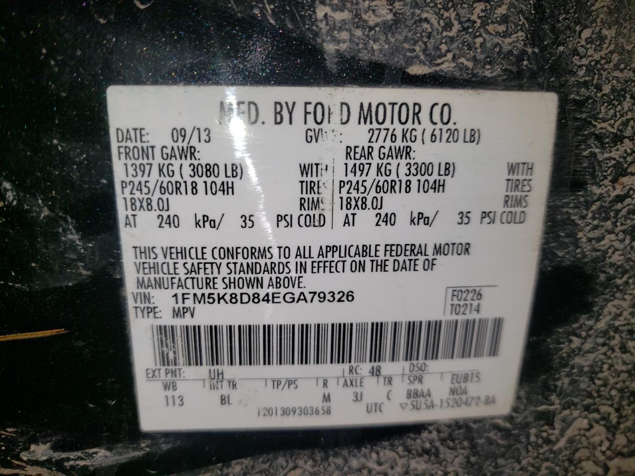 Фото 10 с аукциона – 2014 FORD EXPLORER X с VIN 1FM5K8D84EGA79326