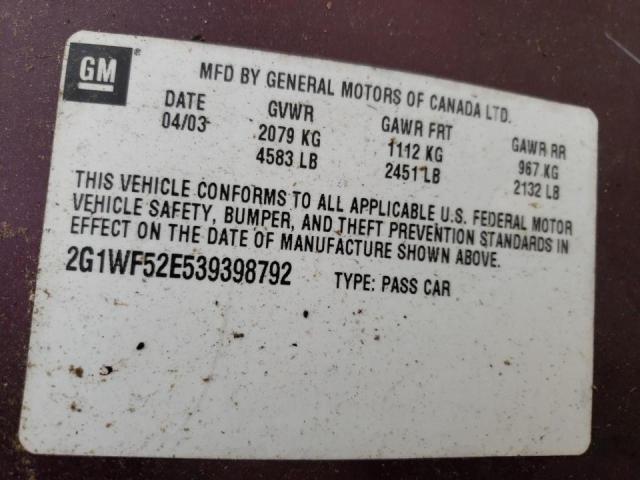 Photo 10 from auction – 2003 CHEVROLET IMPALA with VIN 2G1WF52E539398792