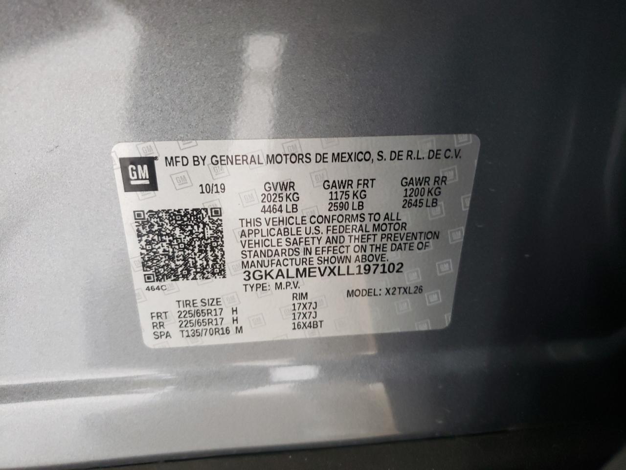 Photo 10 from auction – 2020 GMC TERRAIN SL with VIN 3GKALMEVXLL197102