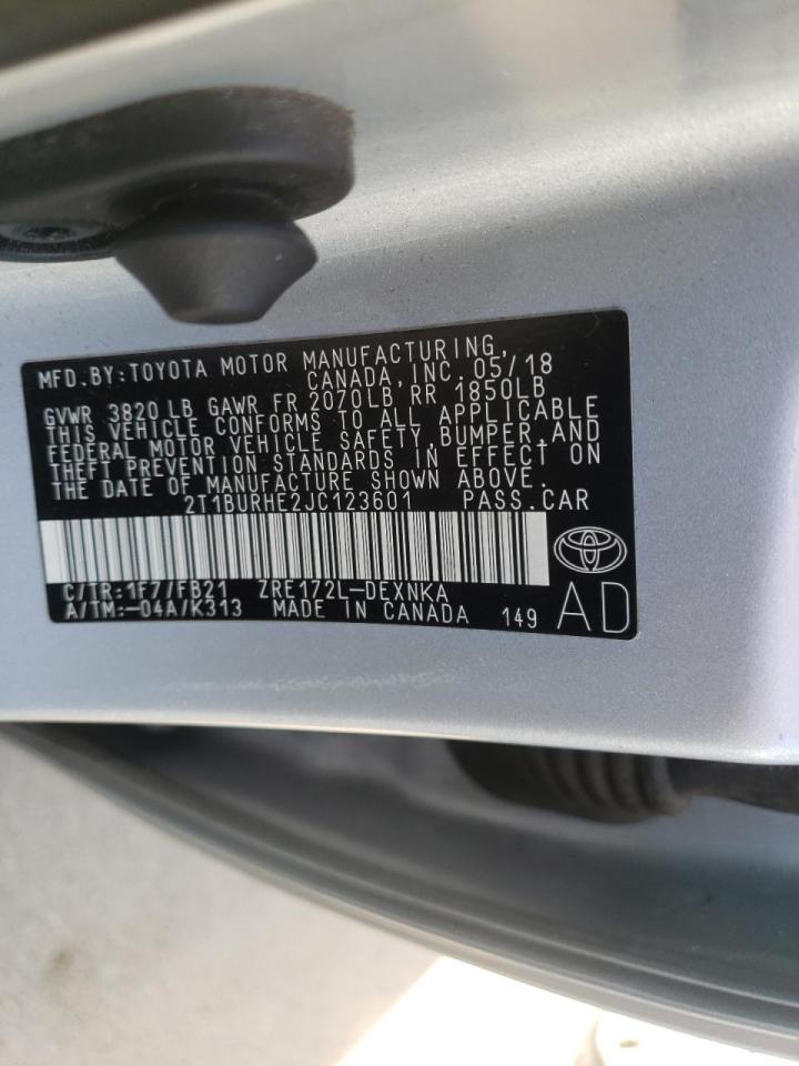 Photo 10 from auction – 2018 TOYOTA COROLLA L with VIN 2T1BURHE2JC123601