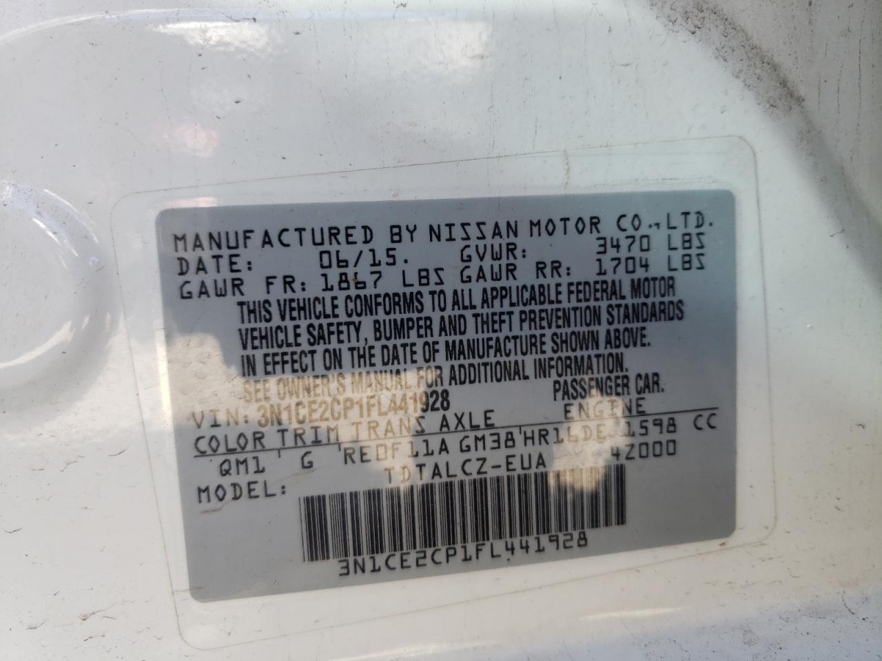 Photo 10 from auction – 2015 NISSAN VERSA NOTE with VIN 3N1CE2CP1FL441928