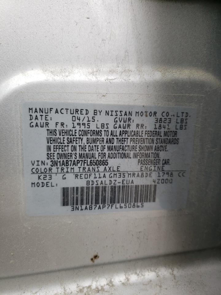 Photo 10 from auction – 2015 NISSAN SENTRA S with VIN 3N1AB7AP7FL650865