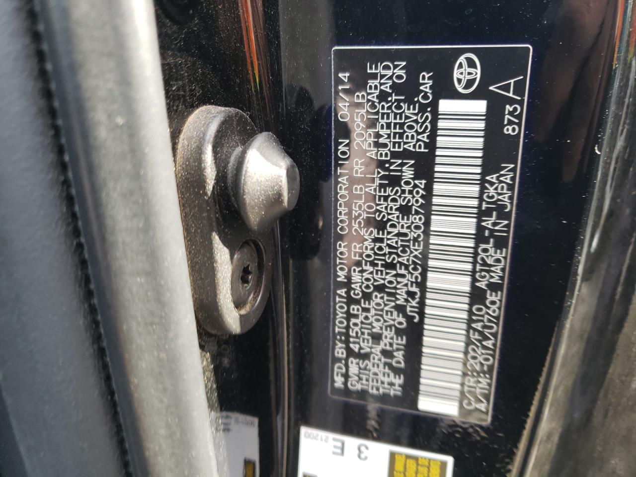 Photo 10 from auction – 2014 TOYOTA SCION TC with VIN JTKJF5C7XE3087994