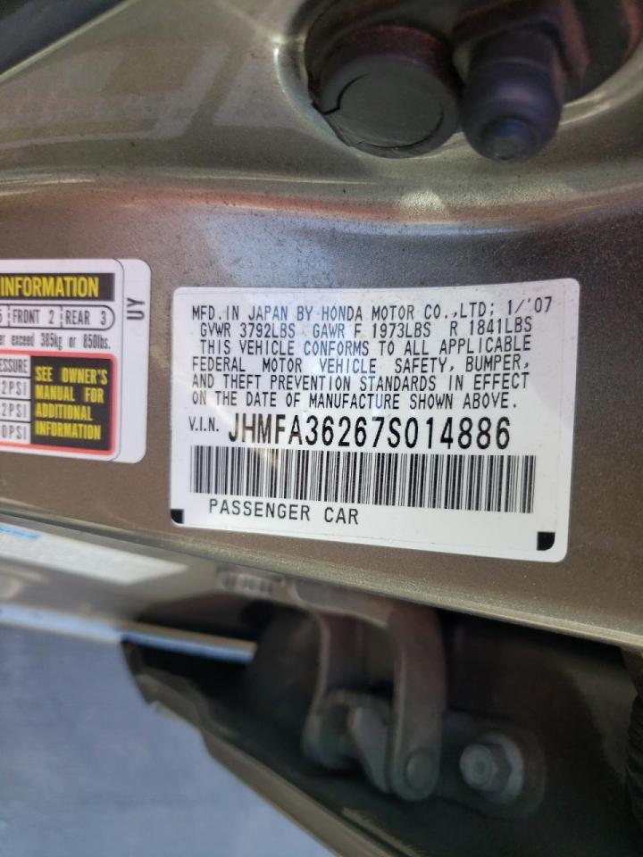 Photo 10 from auction – 2007 HONDA CIVIC HYBR with VIN JHMFA36267S014886