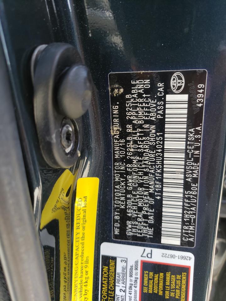 Photo 10 from auction – 2017 TOYOTA CAMRY LE with VIN 4T1BF1FK5HU340251