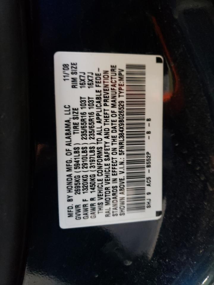 Photo 10 from auction – 2009 HONDA ODYSSEY EX with VIN 5FNRL384X9B026529