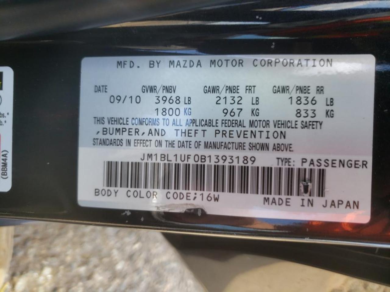 Photo 10 from auction – 2011 MAZDA 3 I with VIN JM1BL1UF0B1393189
