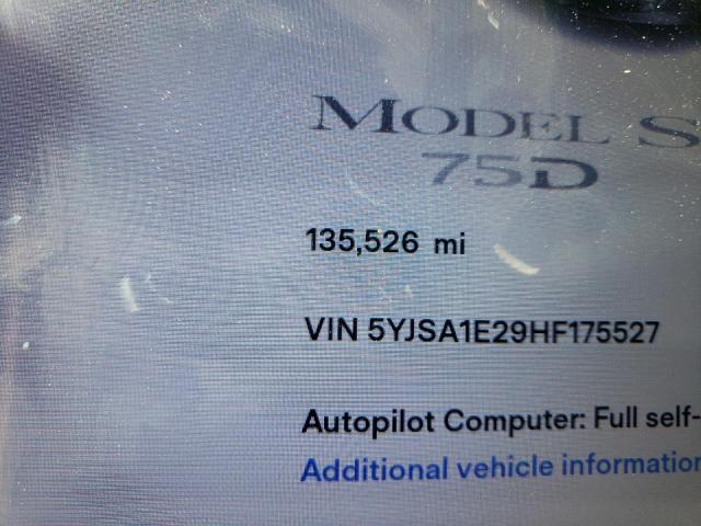 Photo 8 from auction – 2017 TESLA MODEL S with VIN 5YJSA1E29HF175527