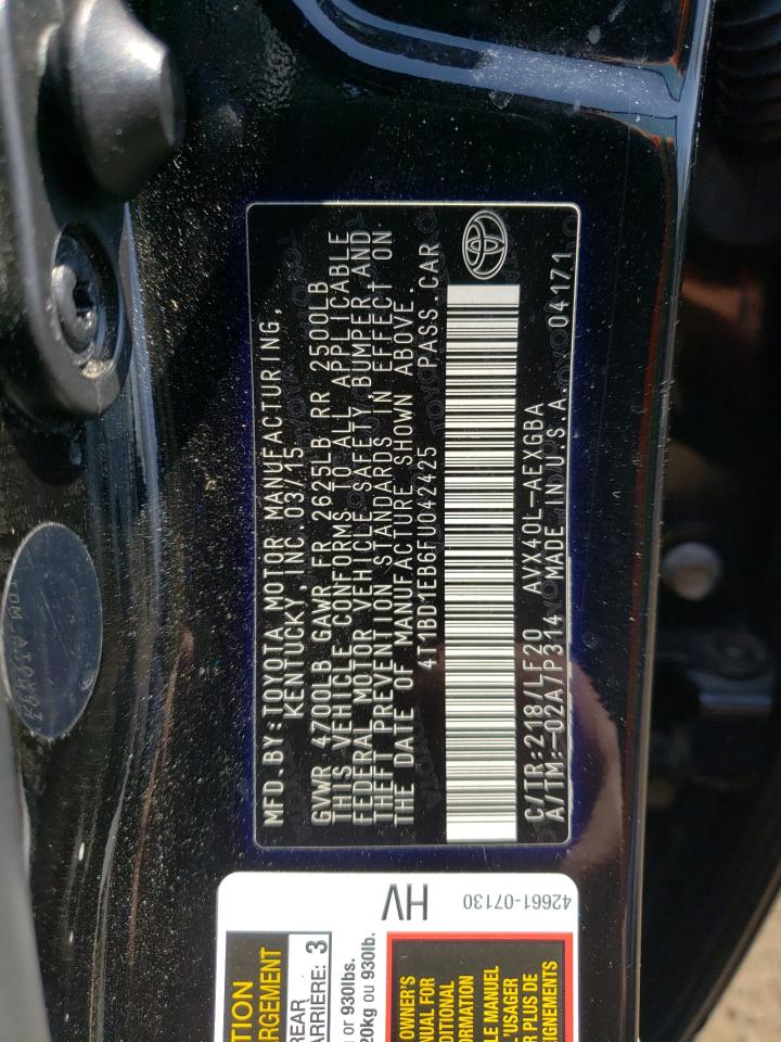 Photo 10 from auction – 2015 TOYOTA AVALON with VIN 4T1BD1EB6FU042425