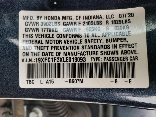 Photo 10 from auction – 2020 HONDA CIVIC EX with VIN 19XFC1F3XLE019093