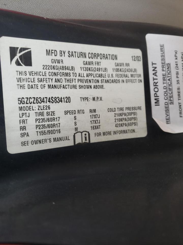 Photo 10 from auction – 2004 SATURN VUE with VIN 5GZCZ63474S834120