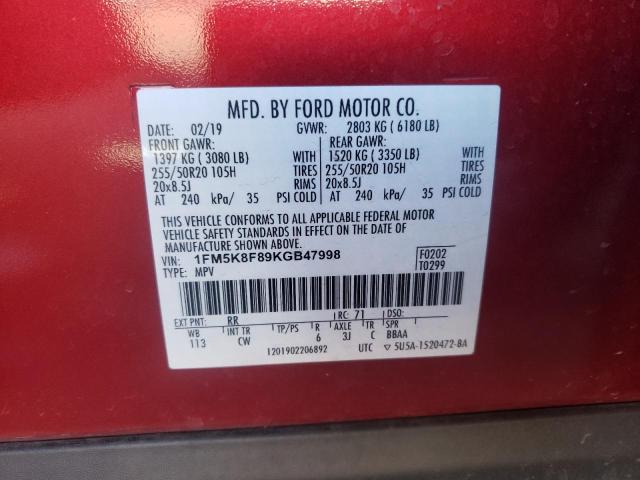 Photo 10 from auction – 2019 FORD EXPLORER L with VIN 1FM5K8F89KGB47998