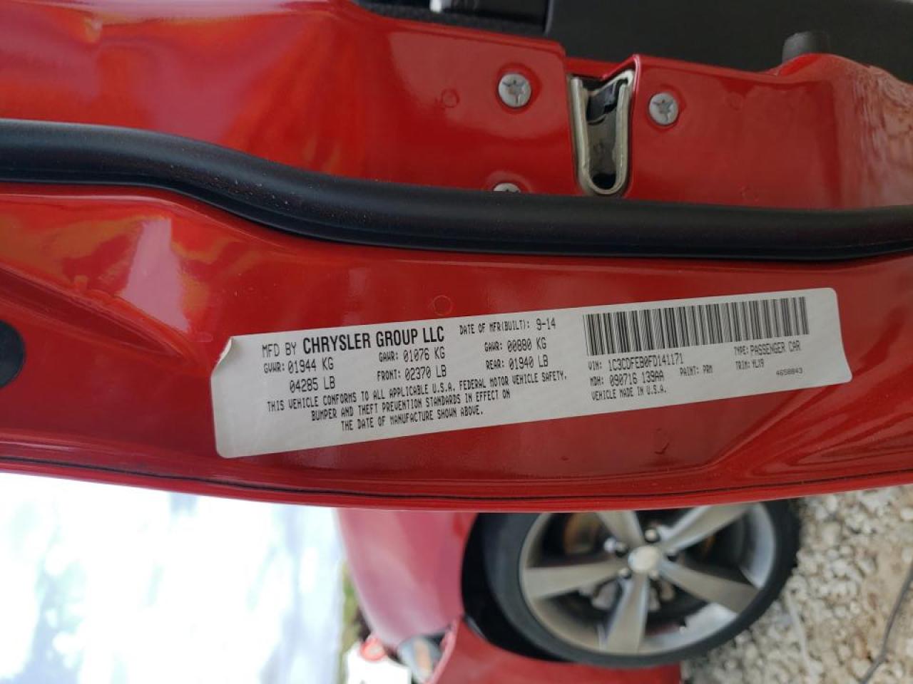 Photo 10 from auction – 2015 DODGE DART GT with VIN 1C3CDFEB0FD141171