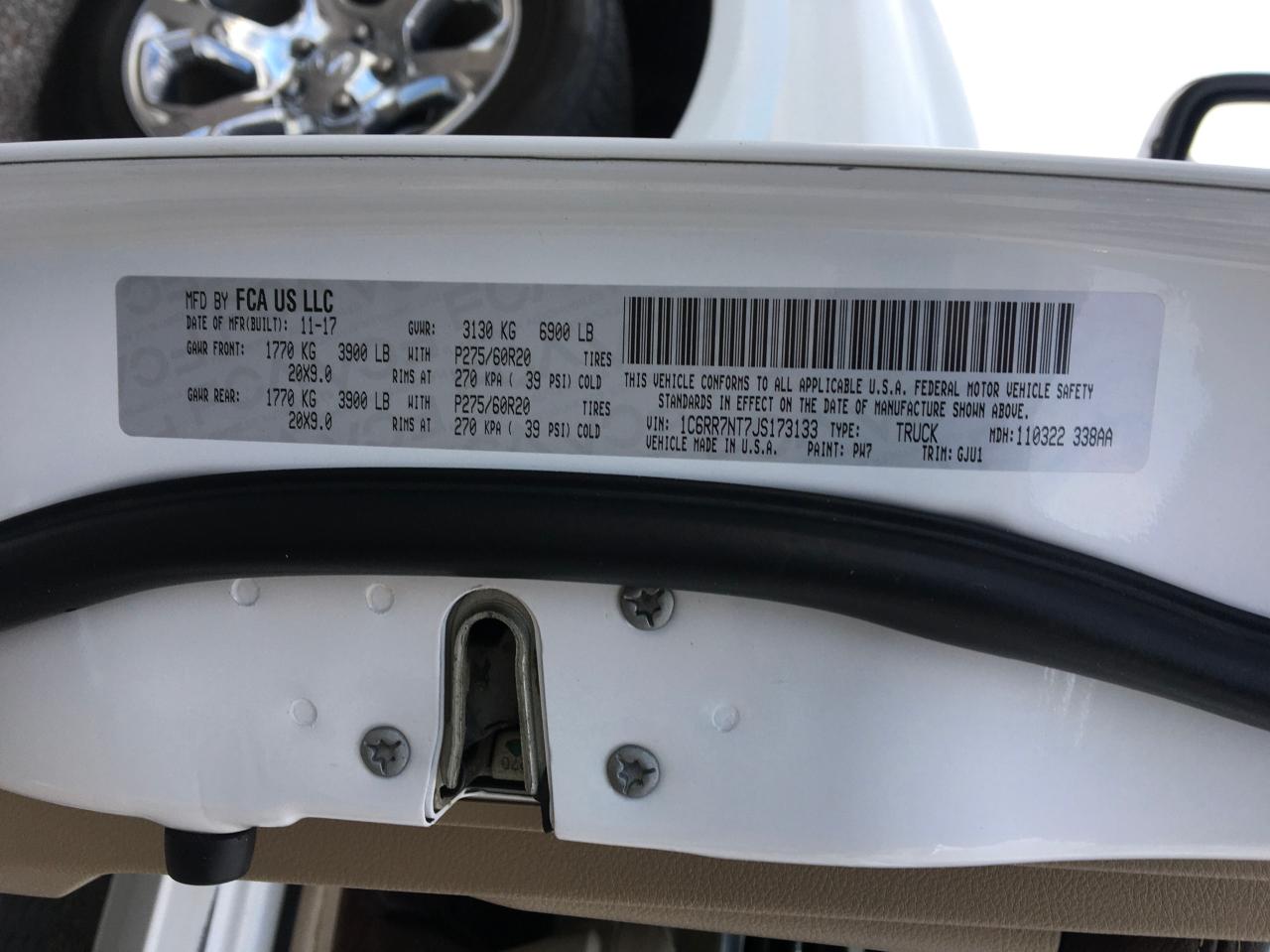 Photo 10 from auction – 2018 RAM 1500 LARAM with VIN 1C6RR7NT7JS173133