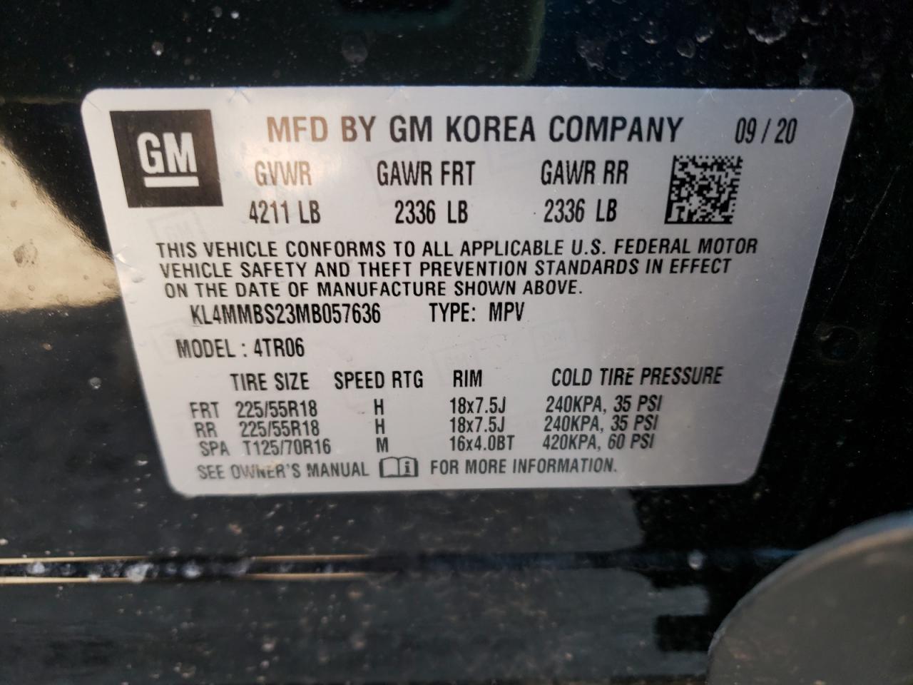 Photo 10 from auction – 2021 BUICK ENCORE GX with VIN KL4MMBS23MB057636