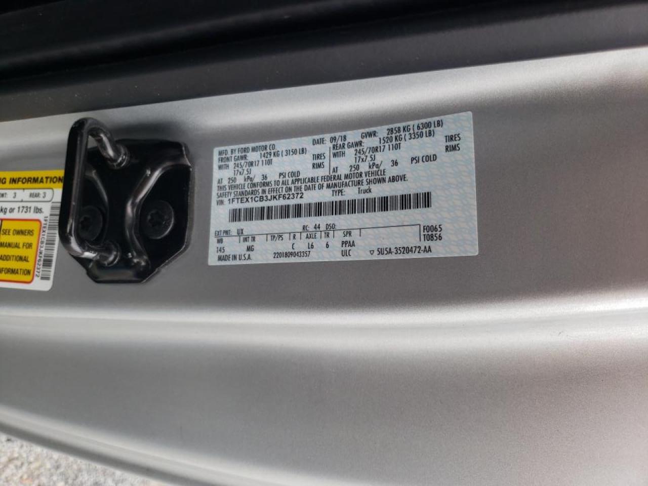 Photo 10 from auction – 2018 FORD F150 SUPER with VIN 1FTEX1CB3JKF62372