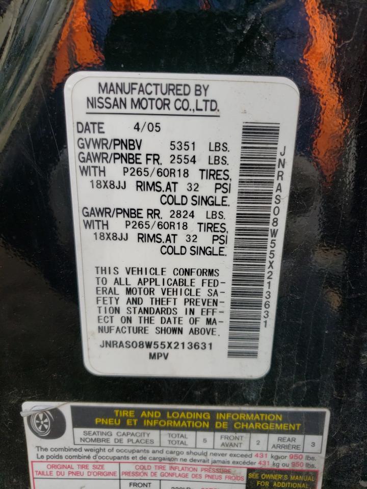 Photo 10 from auction – 2005 INFINITI FX35 with VIN JNRAS08W55X213631