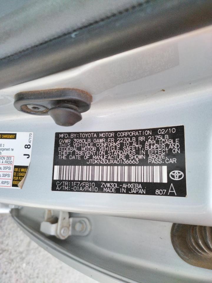 Photo 10 from auction – 2010 TOYOTA PRIUS with VIN JTDKN3DUXA0136663