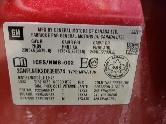 Photo 10 from auction – 2013 CHEVROLET EQUINOX LT with VIN 2GNFLNEK2D6396574